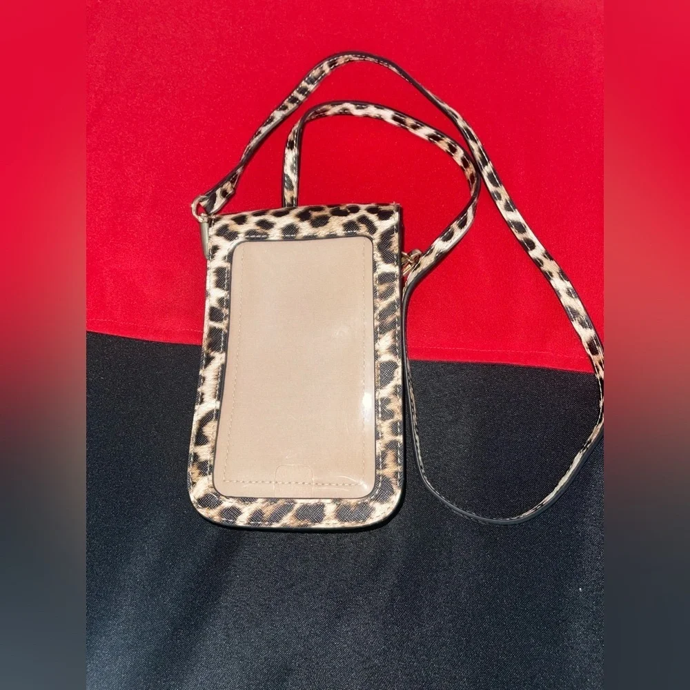 Leopard Print Crossbody Bag, with clear side for phone. NWOT - Picture 2 of 4